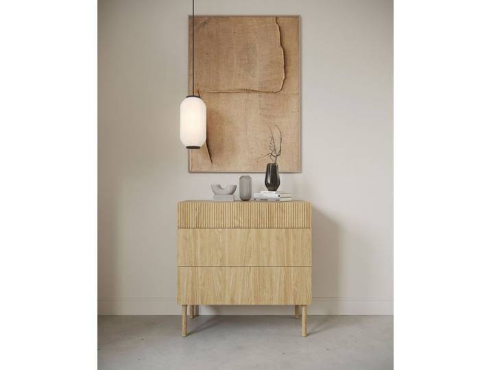 Commode à trois tiroirs - NOLIE - 90 cm - couleur de bois chêne huilé
