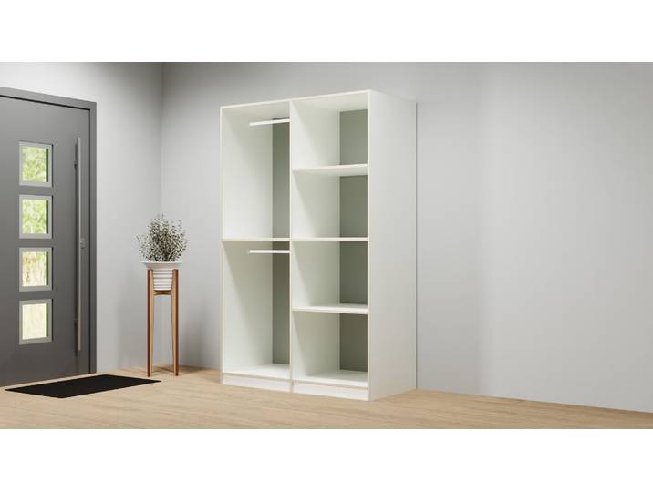 Offener Kleiderschrank in Multiplex-Optik Premium Dekore Weiß Multiplex Kante