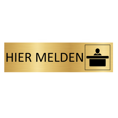 CombiCraft Aluminium Türschild Gold Hier melden 165x45mm mit 3M-Tape