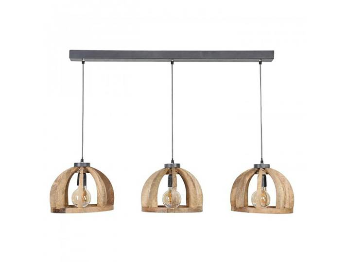 Suspension 3 abat-jours en manguier l120cm