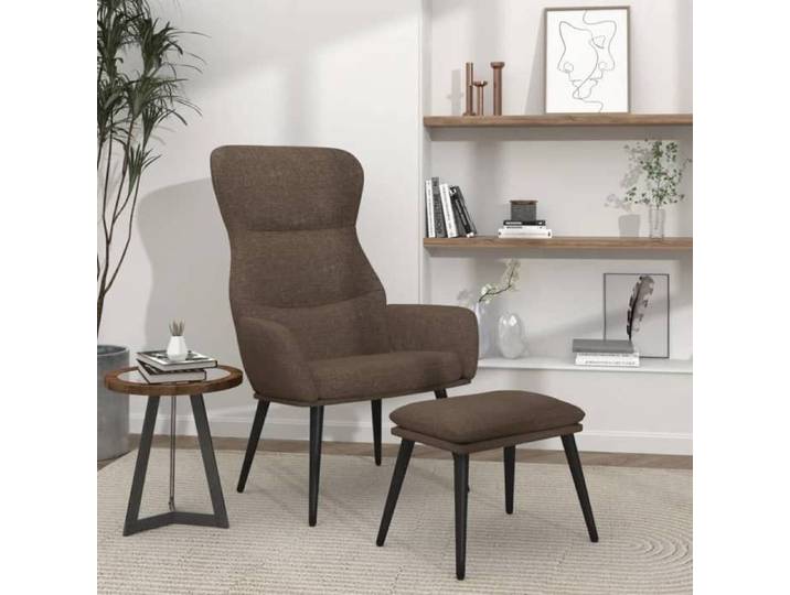 Fauteuil scandinave de relaxation - GKK - Chaise de relaxation - avec tabouret Taupe Tissu(1179)