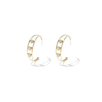 Paar Creolen ADELIA´S "LIVAYA Herz - Ohrringe Creolen aus Edelstahl", Damen, Gr. Damen, Edelstahl, gold (goldfarben), Ohrringe, Modisch durch das doppelte Creolen-Design mit Herzdetails