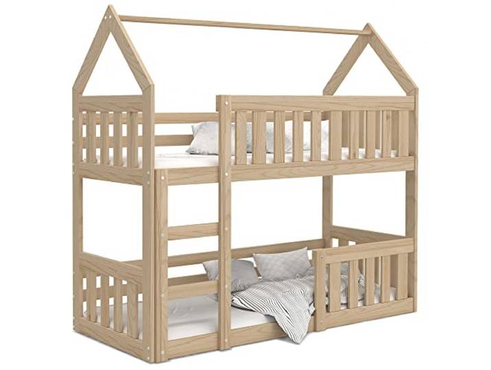 Lit Superposé Cabane Mini 80x160 Pin Livré avec sommiers