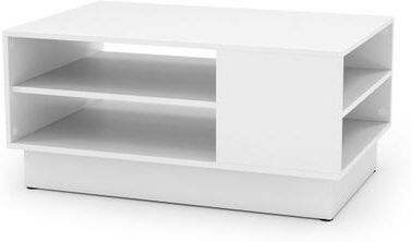 Costway Modern Coffee Table with 2-Tier Open Storage Shelves-White