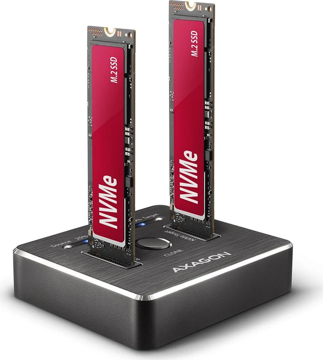 AXAGON ADSA-M2C, Dual M.2 NVMe SSD CLONE MASTER Dock, SuperSpeed USB-C 10 Gbps