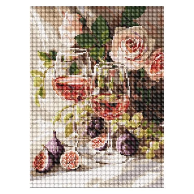 Ideyka Diamond Painting Romantisches Stillleben mit Feigen mit Rahmen 30 x 40 cm (AMO20391)