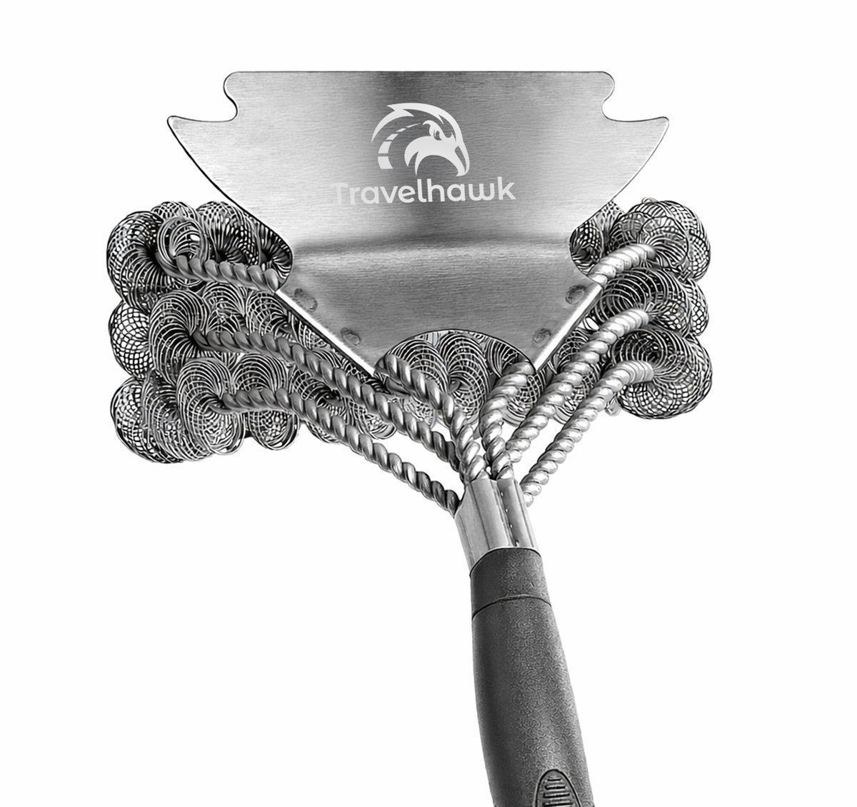 Travelhawk BBQ Borstel - RVS Spiraalborstel met schraper en veilig ontwerp zonder losse borstelharen