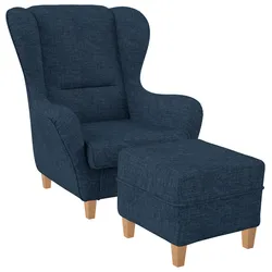 Supellex Sofia Ohrensessel mit Hocker   Design Vienna Dunkelblau