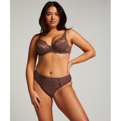 Slip HUNKEMÖLLER "Hochgeschnittener Slip Diva", Damen, Gr. XS, braun, 76% Polyamid, 15% Elasthan, 9% Polyester, Unterhosen Slip