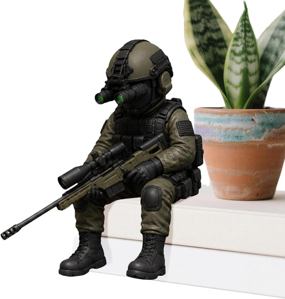 Soldaat Beeldje Militaire Figuur Grijs Hoogte: 8 cm