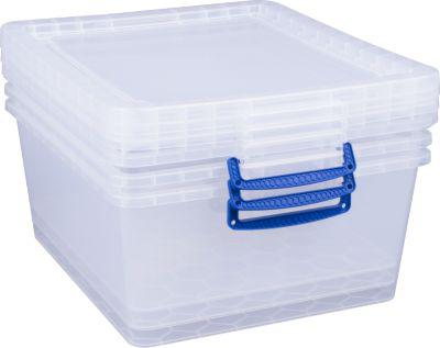 Really Useful Boxes Aufbewahrungsboxen, transparent, mit Deckel, 17,5L, 3 Stück