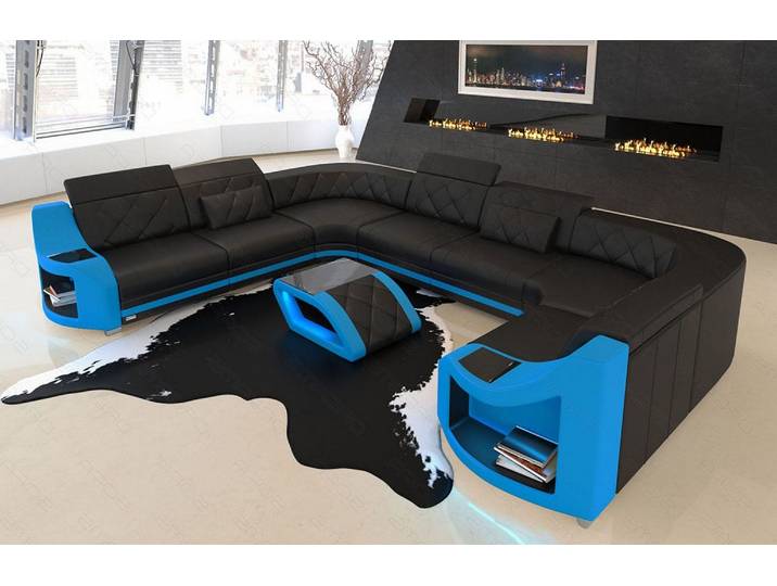 Designsofa Genua U-Form aus Leder