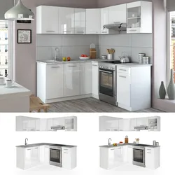 Vicco Küche Küchenzeile L-Form Küchenblock Einbauküche Komplettküche 167x187cm Weiß HGL