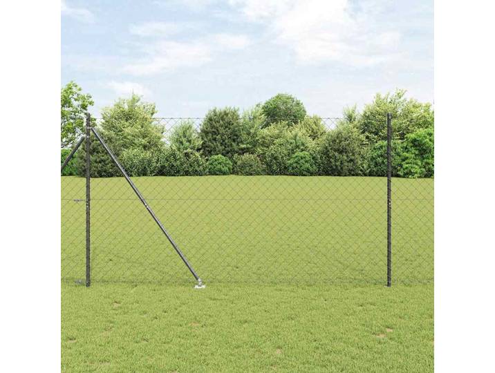 vidaXL Maschendrahtzaun mit Stacheln 10 x 1,5 m Grau Netz