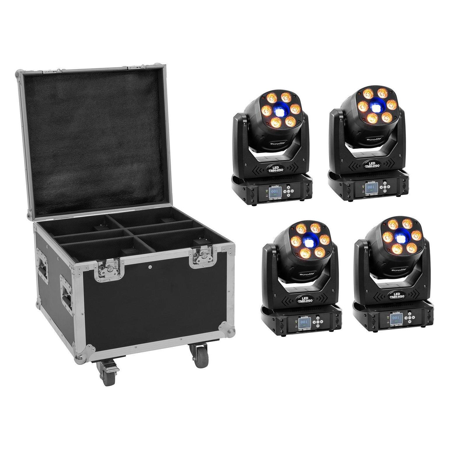 Eurolite Set 4x LED TMH-H90 + Case mit Rollen (90 W, LED) (20000929)