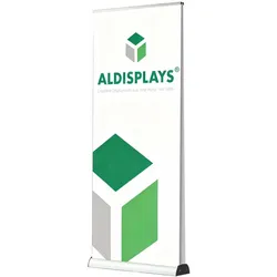 Rollup Bannerdisplay BASIC Double - System mit Druck in 850 mm Breite