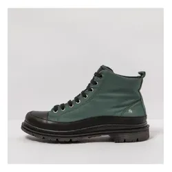 Art Unisex. 1189511UN003_001 Dunkelgrüne Lederstiefeletten (45), Wohnung, 1 bis 3 cm, Schnürsenkel, Lässig