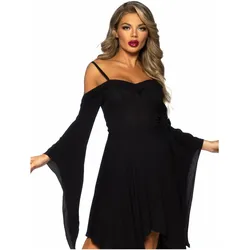 Leg Avenue Schwarzes Trägerkleid mit Trompetenärmeln (S)