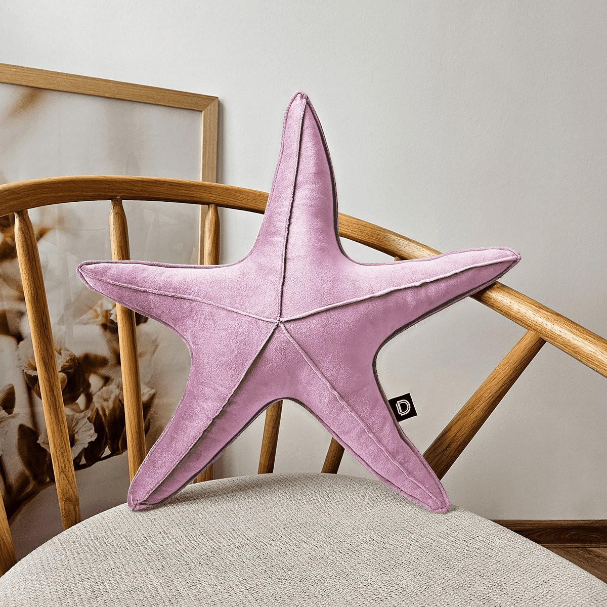 Decordruk VELVET Sierkussen - Roze - Stervorm - Zacht Velvet