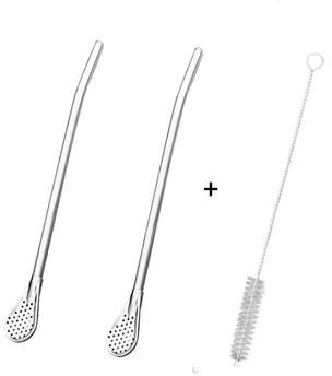Uplift Essentials Stainless Steel Reusable Straw Spoon With Tea Filter 2pcs