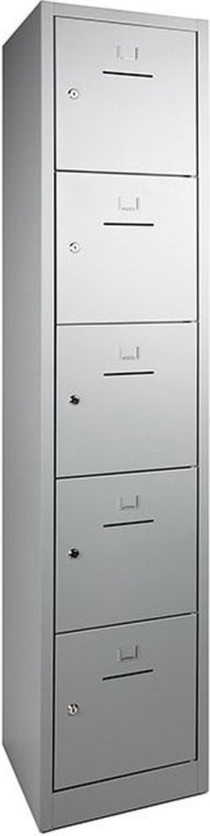 ABC Kantoormeubelen Lockerkast SHC met 5 deuren, brievenbus en cilinderslot, aluminium