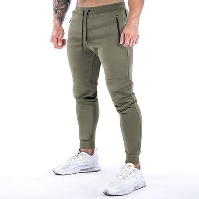 Herren Fitness Joggerhose Sport Workout Training sportliche schlanke, sich verjüngende Baumwolljogginghose mit Reißverschlusstaschen dunkelgrau