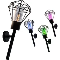 Außenleuchte Wandleuchte Edelstahl Gartenlampe Fackel Wandlampe Gitter schwarz, App Steuerung CCT, Smart RGB LED 8,5W 806Lm, H 28,5 cm
