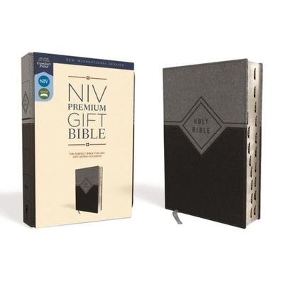 Niv, Premium Gift Bible, Leathersoft, Black/Gray, Red Letter Edition, Indexed, Comfort Print, Gebundene Ausgabe von Zondervan, Zondervan,