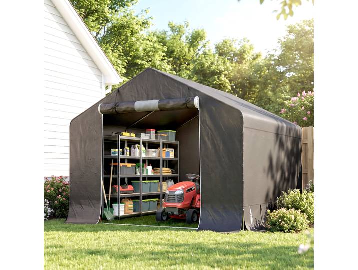 Outsunny Abri Tente Imperméable 300x300x210cm Gris Moto