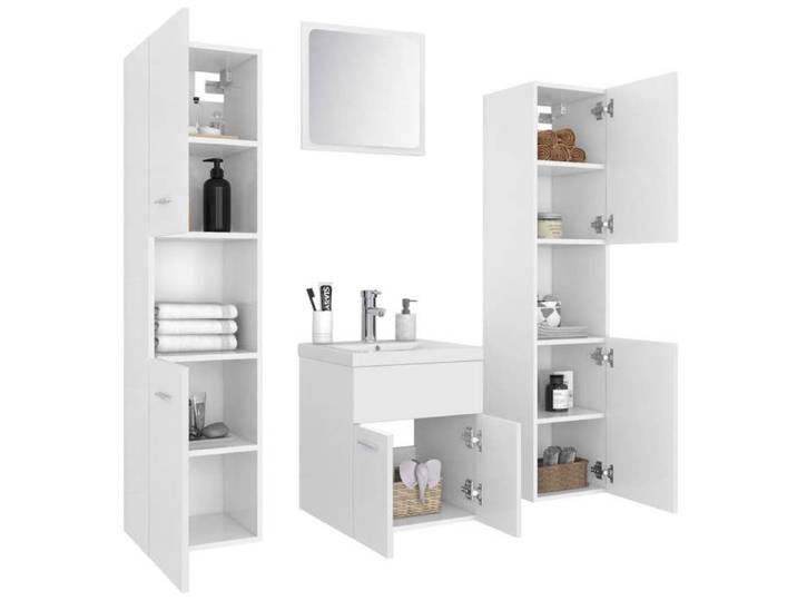 Meuble WC SWEETY Blanc Ensemble de meubles de salle de bain - Anti l'humidité - Blanc Aggloméré - Pour maquillage CL61068982516