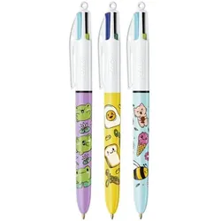BIC Kugelschreiber »4 Colours KAWAI« 3 Stück blau