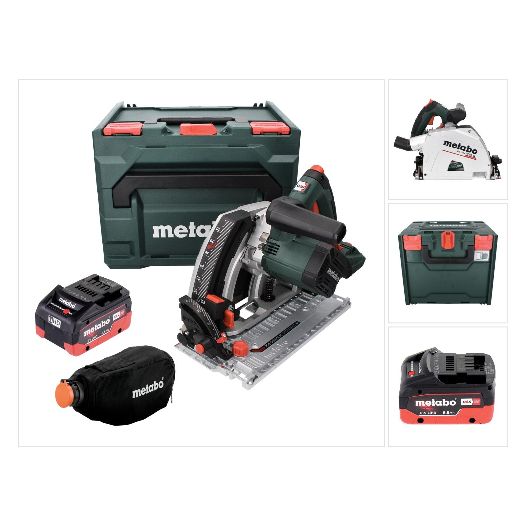 Metabo KT 18 LTX 66 BL Akku Tauchkreissäge 18 V 165 mm + 1x Akku 5,5 Ah + metaBOX - ohne Ladegerät (601866840)