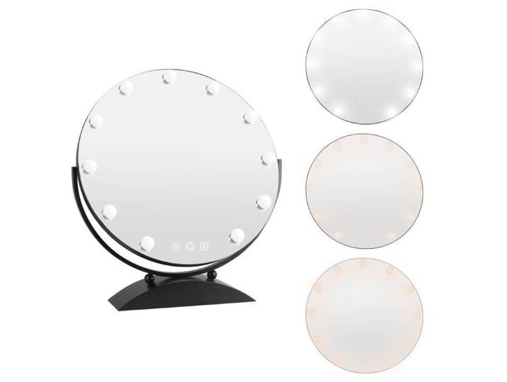 Miroir Maquillage LED KEDIA - Rotation 360° - Noir - 50cm