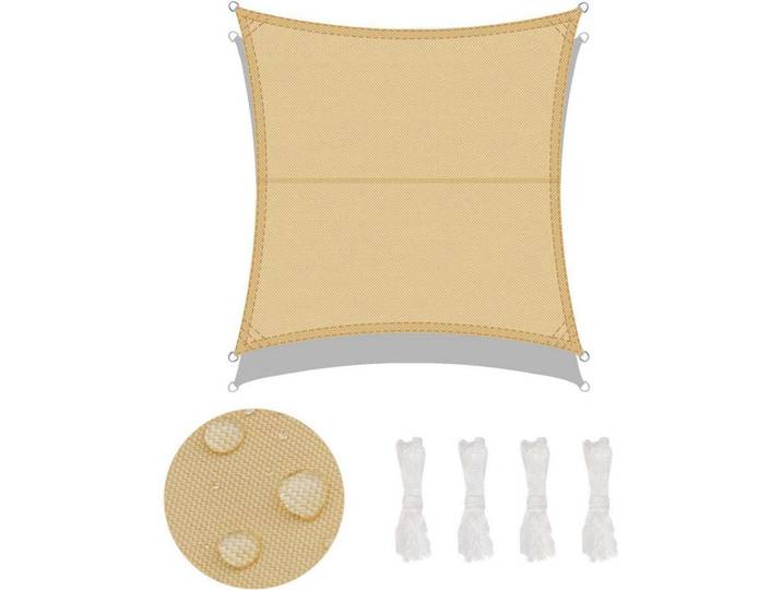 Sonnensegel 400 x 400 cm Sandbeige Wasserdicht UV-Schutz, Sandfarben, 400x400 cm, Sonnenschutz, Sonnenschirme