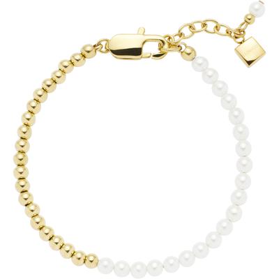 Armband LEONARDO "Lucinda", gold (gelbgoldfarben, weiß), Armbänder, Damen, 21cm, Edelstahl Perlen, Edelstahl, Perlen, Armband, mit Perle (imitiert)