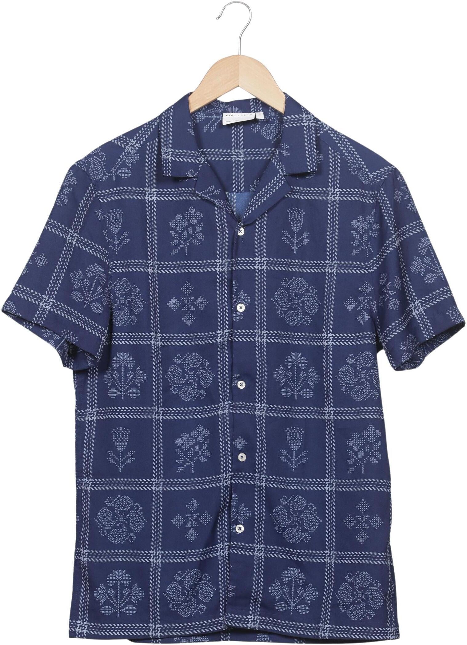 asos Herren Hemd, Marineblau, Gr. M, Synthetik - Second Hand