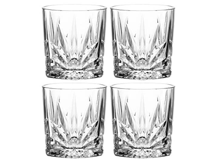 Leonardo Capri Trink-Gläser, 4er Set, spülmaschinenfeste Saft-Gläser mit Relief, Facetten-Schliff Wasser-Glas, Trink-Becher aus Glas, 220 ml, 022773