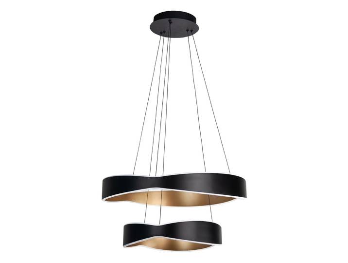 Design hanglamp Onda zwart met goud dubbel Highlight - H5549.38
