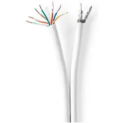 Nedis IEC (Coax) CAT6 Kombikabel RG59 75 Ohm Doppelt geschirmt Eca 25.0 m rund Weiss (75 dB), Antennenkabel