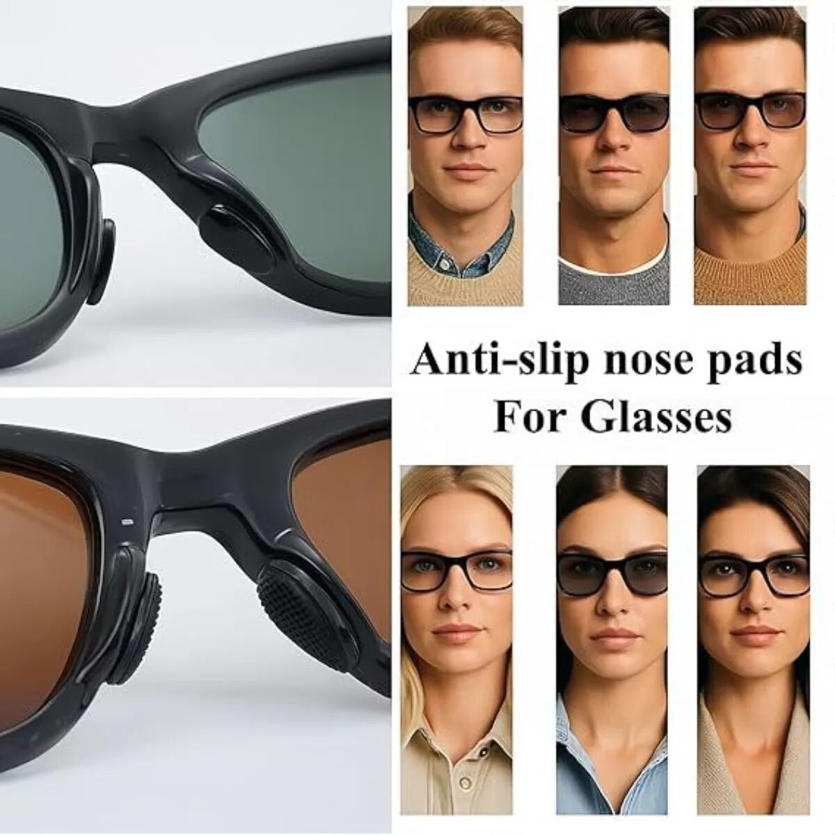 INF Accessoires antidérapants pour lunettes - Kit 4 pièces ABS+silicone : manchons d'oreille, coussinets de nez et bandelettes