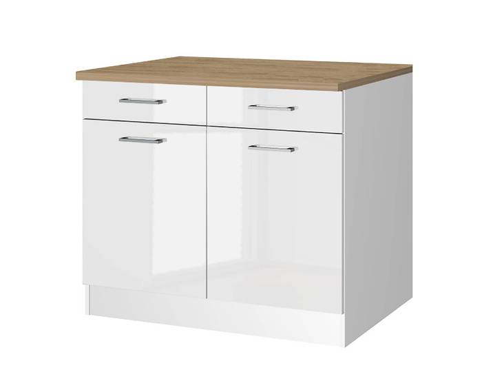 Unterschrank Mailand I 100cm Weiß/Hochglanz Weiß