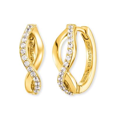 Paar Creolen ENGELSRUFER "Keep it so simple Paradise", gold (gelbgoldfarben, kristallweiß, kristallweiß), Ohrringe, Damen, 16,5mm, Silber 925 (Sterlingsilber), mit Zirkonia (synth.)