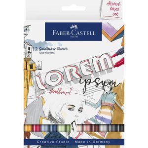 Faber-Castell Layoutmarker Goldfaber Sketch, farbig sortiert, 12 Stück