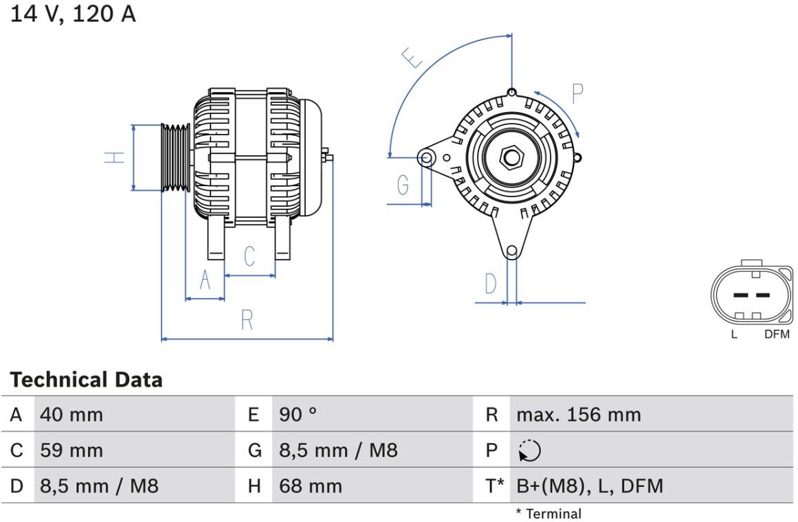 Drehstromgenerator BOSCH 0 986 041 890