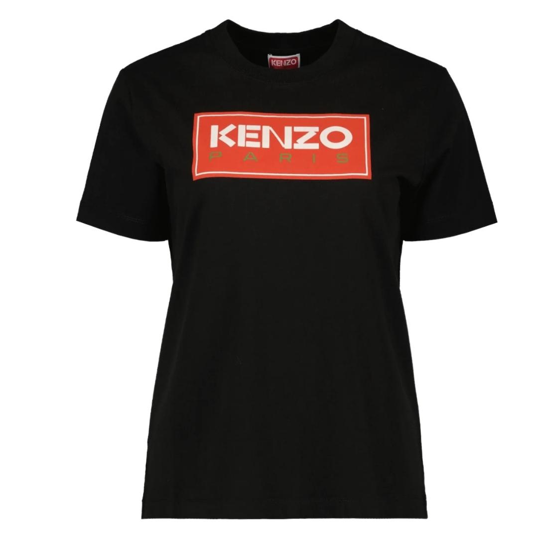 Schwarzes T-Shirt mit Blocklogo von Kenzo Paris