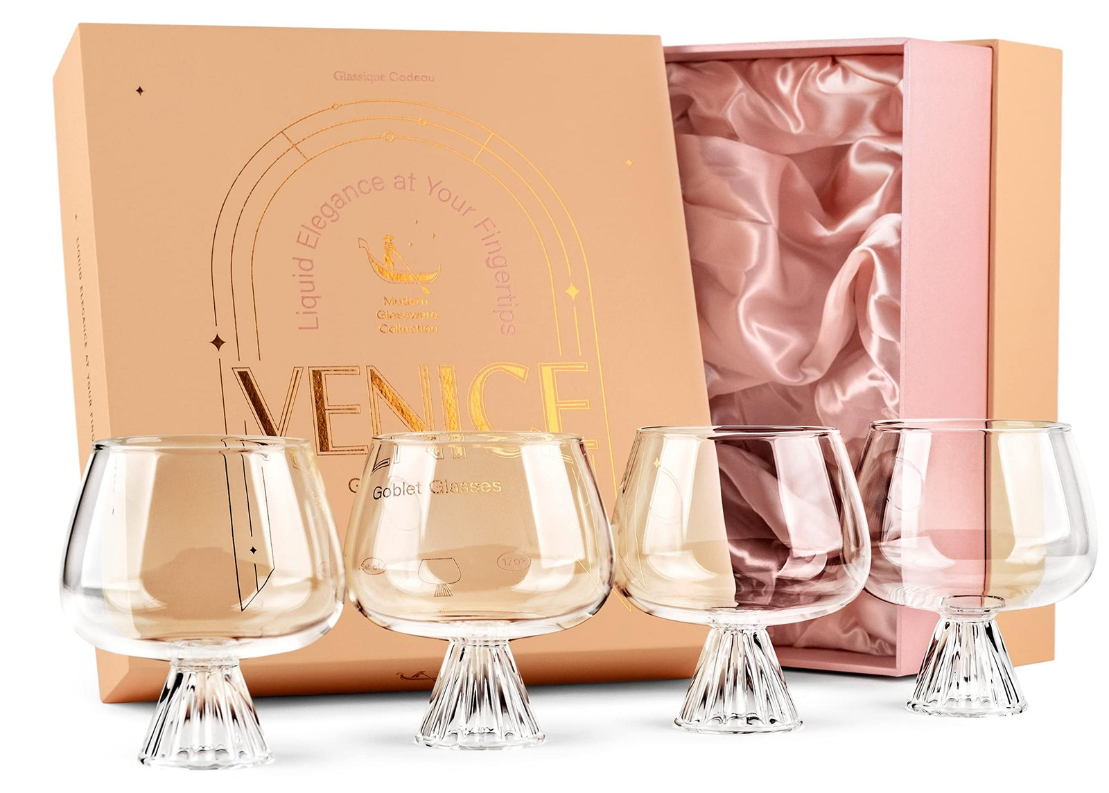Dripio Set van 4 Bolvormige Cocktailglazen van Borosilicaatglas, 500 ml