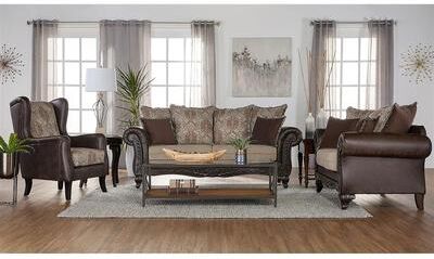 Coaster Elmbrook 2-Piece Upholstered Rolled Arm Sofa Set Brown