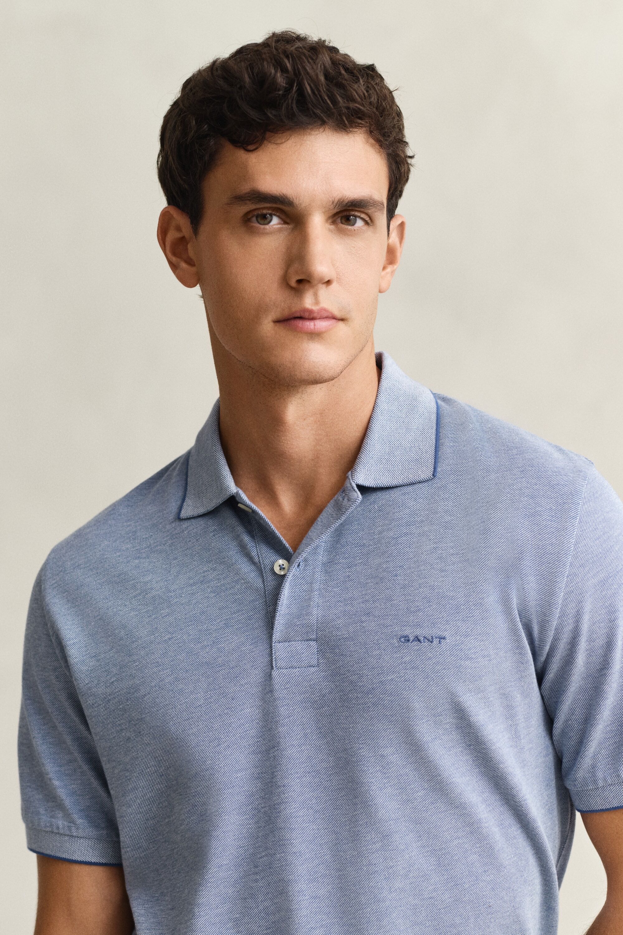 Poloshirt GANT "2 TONE", Herren, Gr. S, blau (vintage blau), Jersey, Obermaterial: 100% Baumwolle, unifarben, regular fit normal, Rundhals, eingesetzt gerader Abschluss, Shirts Poloshirt, Regular fit mit Polokragen vintage blau S