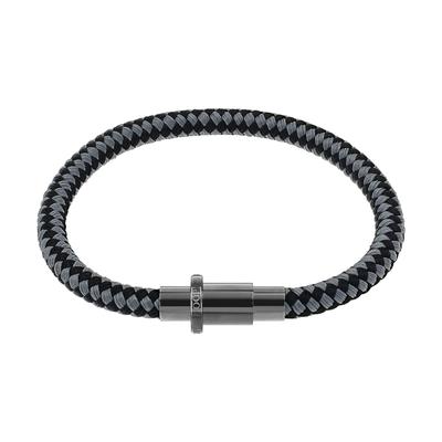 Armband JOOP "Schmuck, Geschenk", schwarz-weiß (dunkelgrau), Armbänder, Herren, 21cm, Edelstahl Nylon, Edelstahl, Nylon, Armband