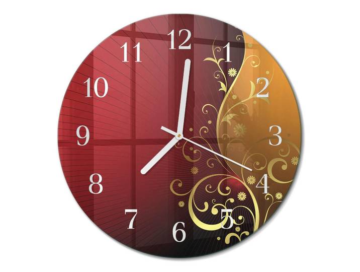 Tulup Wanduhr fi30 cm - Abstraktion, Rot, Glas, Rund, 30x30x0.4 cm, Dekoration, Uhren, Wanduhren